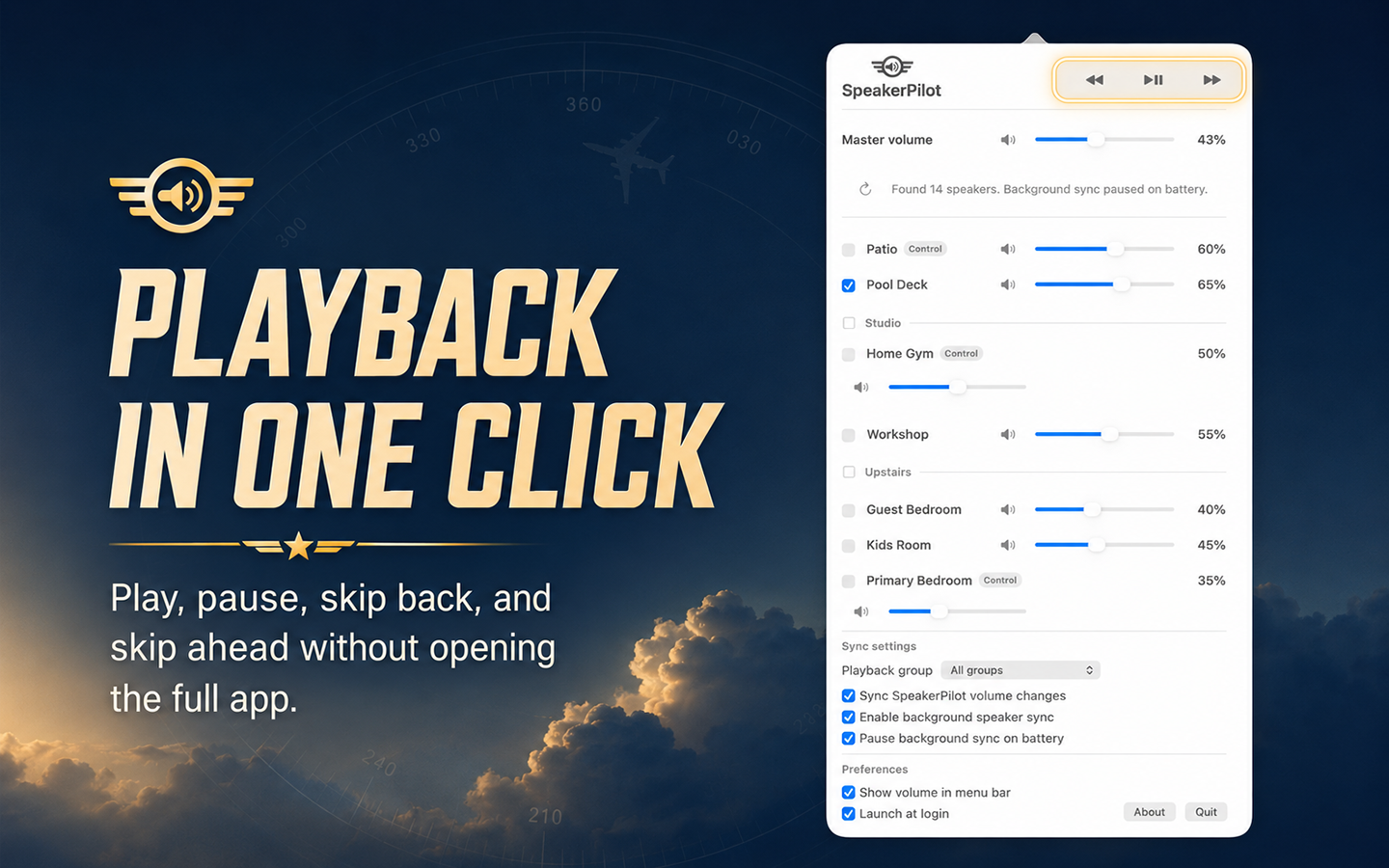 SpeakerPilot playback controls