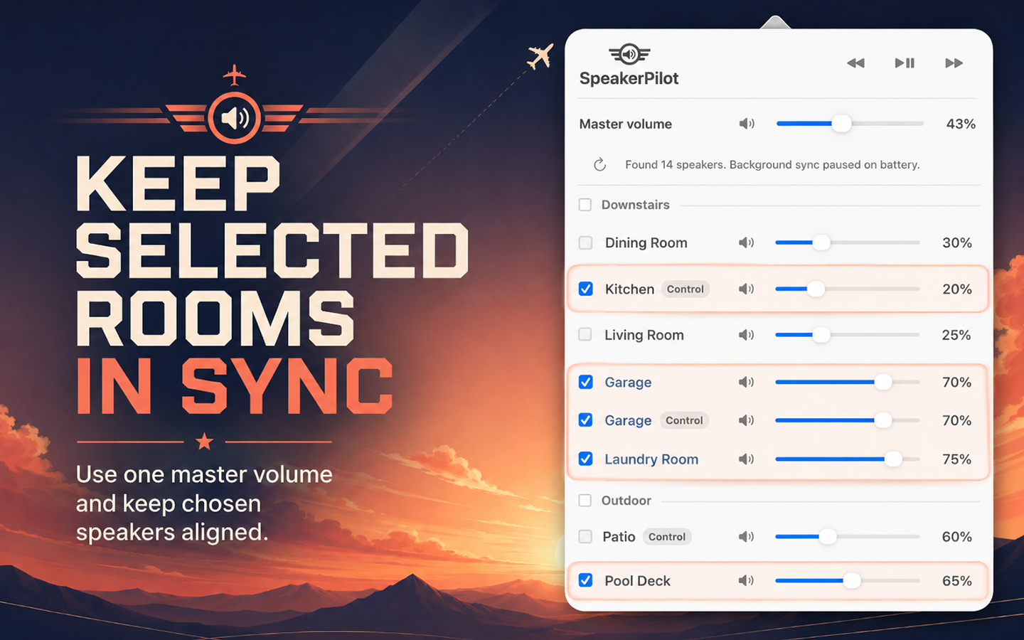 SpeakerPilot sync controls